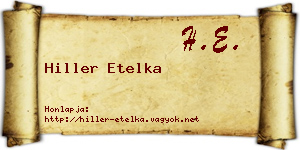 Hiller Etelka névjegykártya